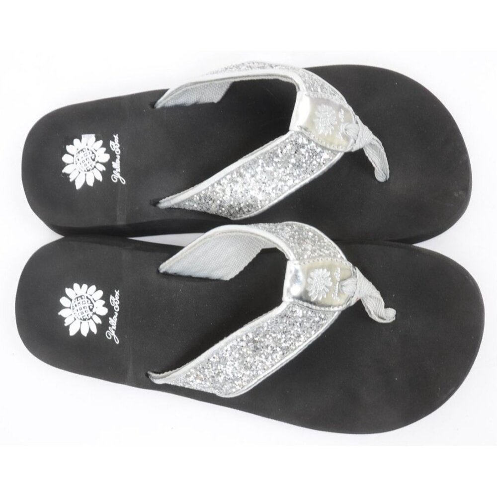 Yellow Box Feliks Women's 9M Glimmering Silver‎ Glitter Flip Flop Thong Sandal - Picture 3 of 7